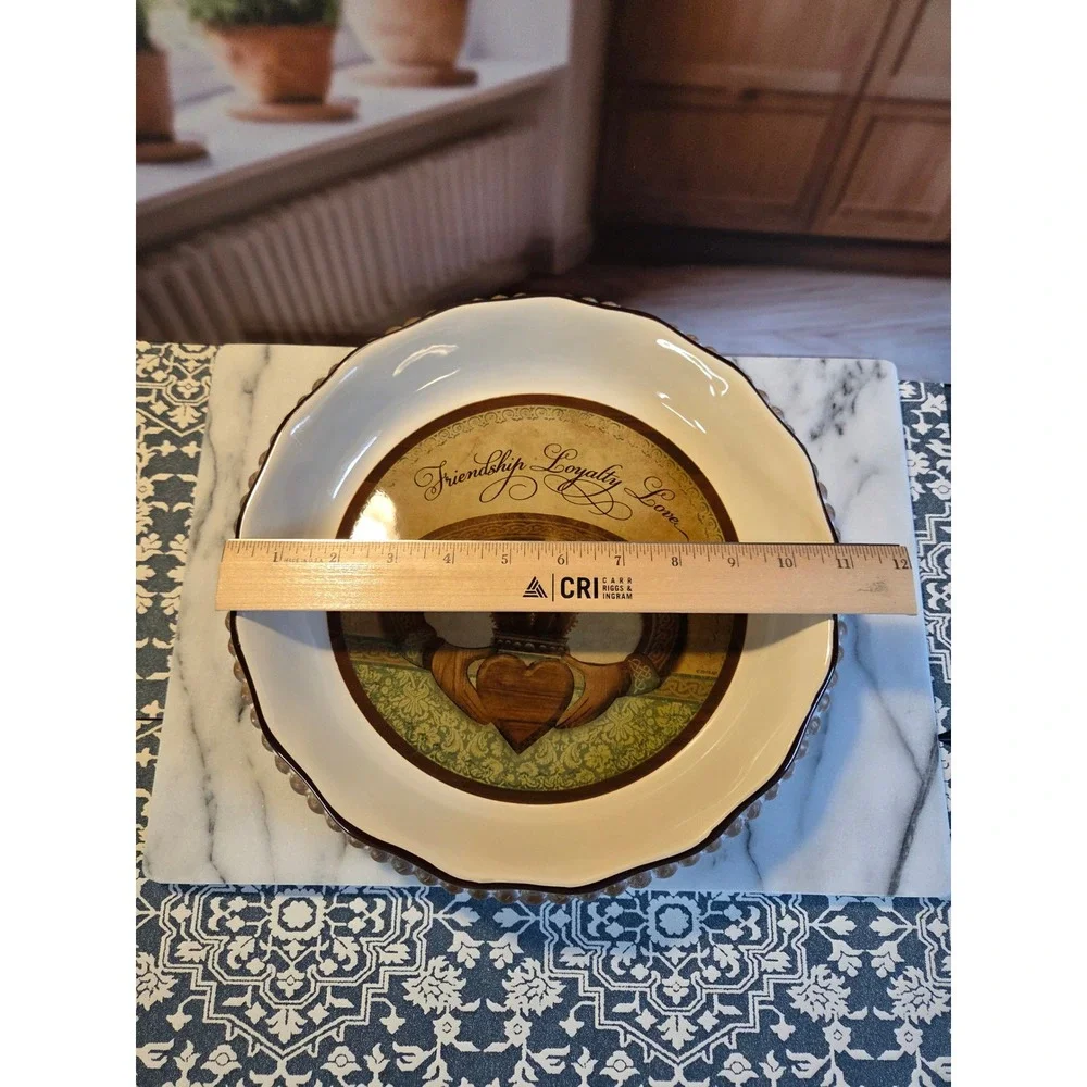 Abbey Press Irish Claddagh Serving Bowl Friendship Loyalty‎ Love Ceramic 11 Inch